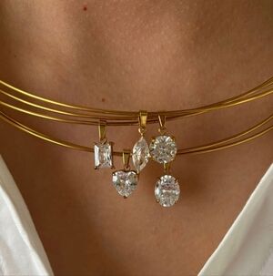 Nwt Non Tarnish Marquise Necklace